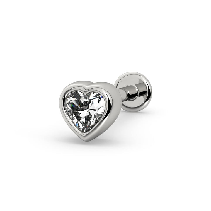 White Sapphire Heart Flat Back Stud