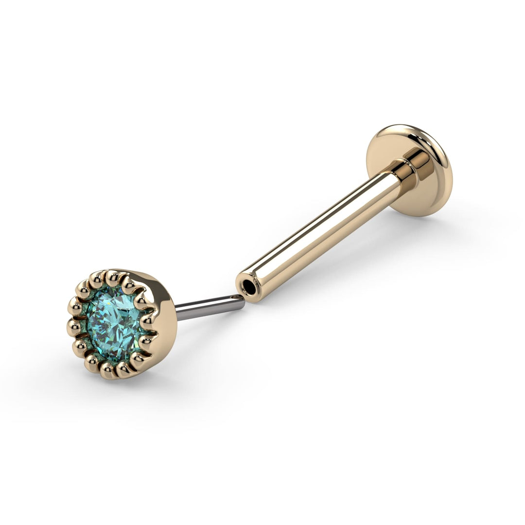 2mm Aqua Diamond Perlage Nose Ring