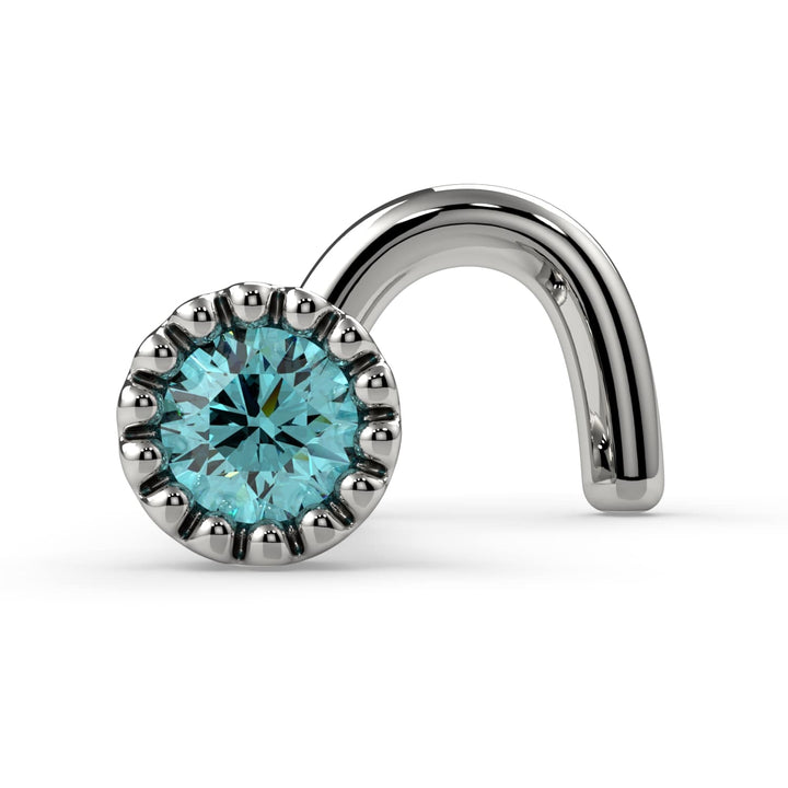 2mm Aqua Diamond Perlage Nose Ring