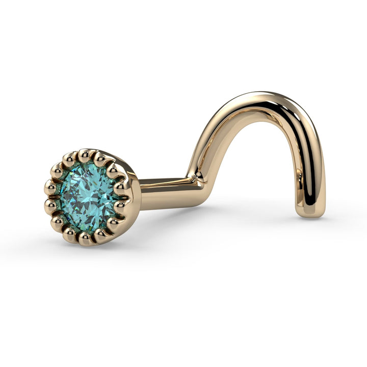 2mm Aqua Diamond Perlage Nose Ring