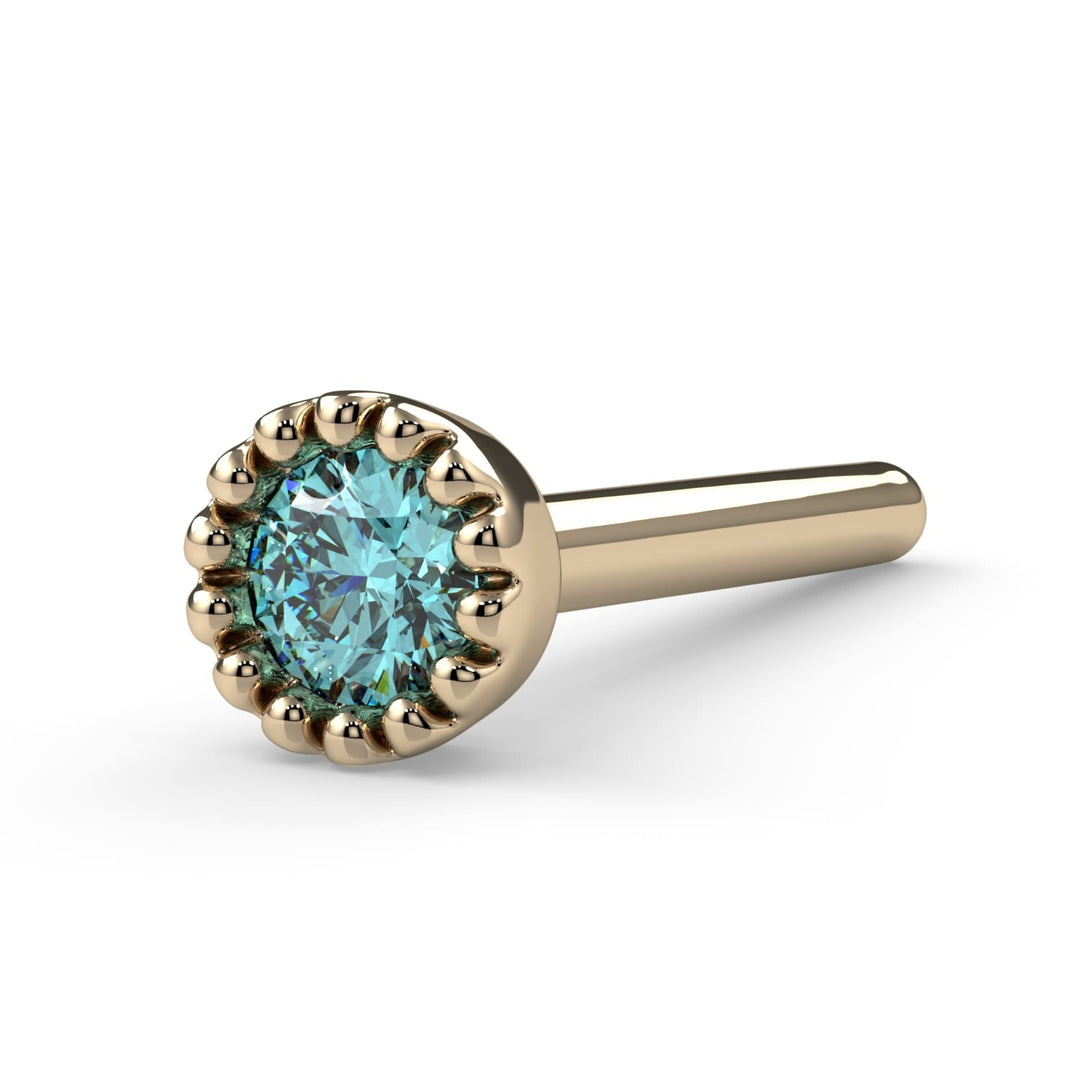 2mm Aqua Diamond Perlage Nose Ring