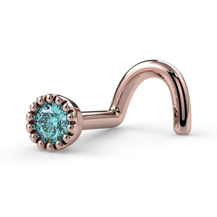 2mm Aqua Diamond Perlage Nose Ring