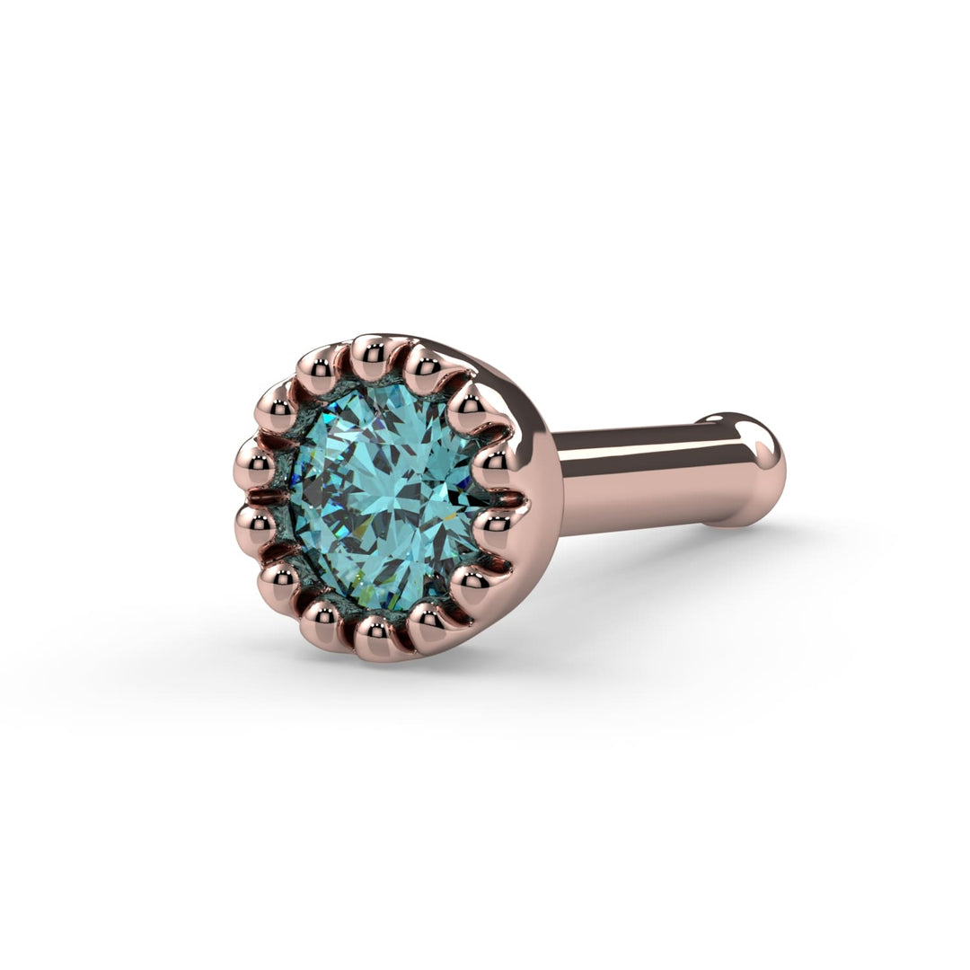 2mm Aqua Diamond Perlage Nose Ring