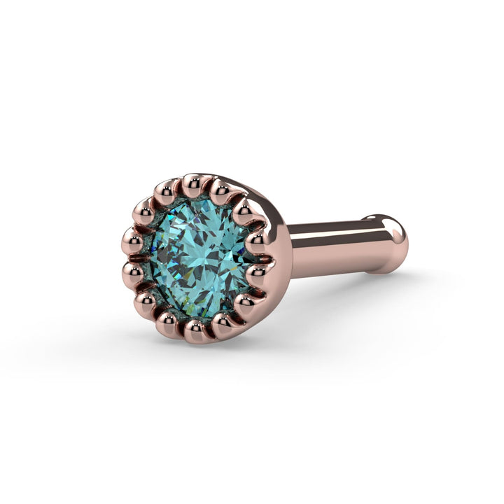 2mm Aqua Diamond Perlage Nose Ring