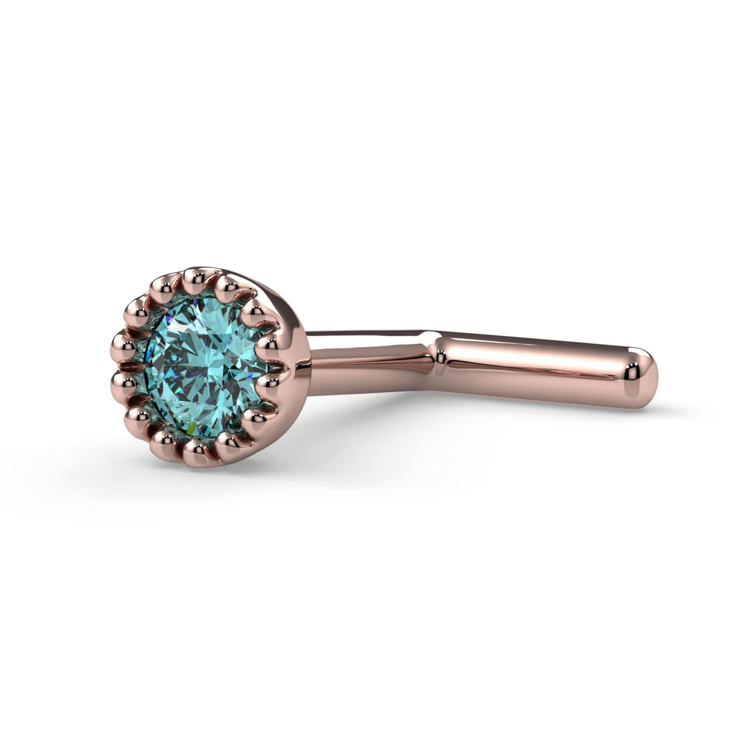 2mm Aqua Diamond Perlage Nose Ring