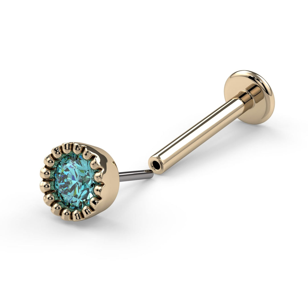 2.5mm Aqua Diamond Perlage Nose Ring