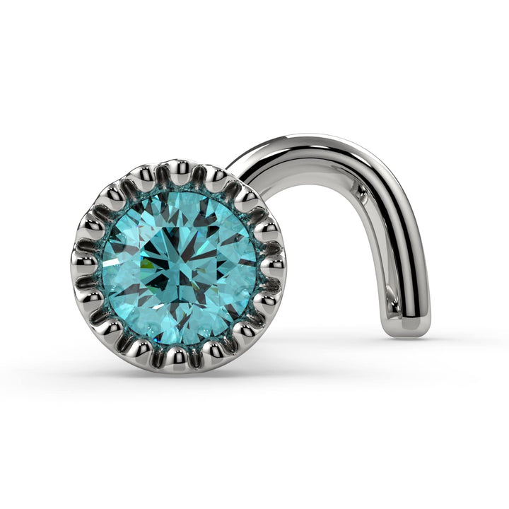 2.5mm Aqua Diamond Perlage Nose Ring