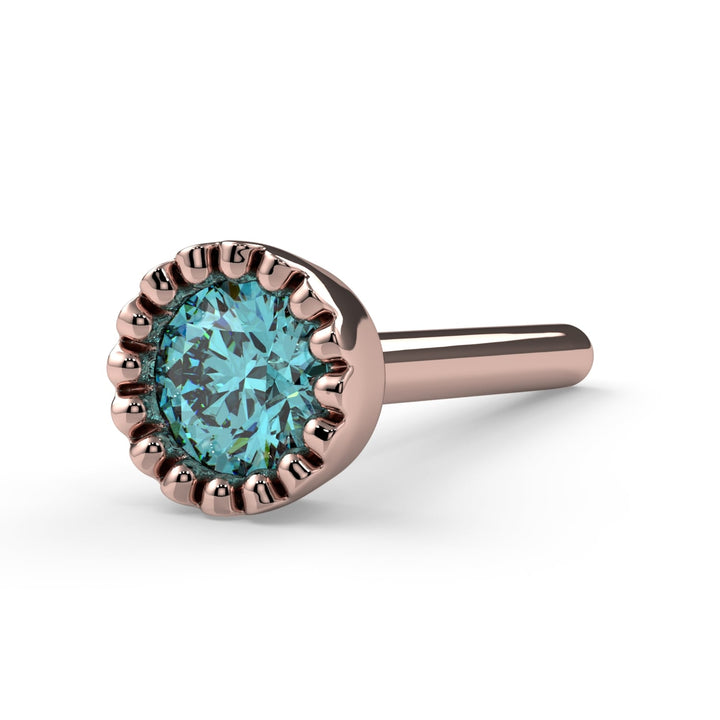 2.5mm Aqua Diamond Perlage Nose Ring