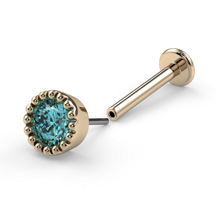 3mm Aqua Diamond Perlage Nose Ring