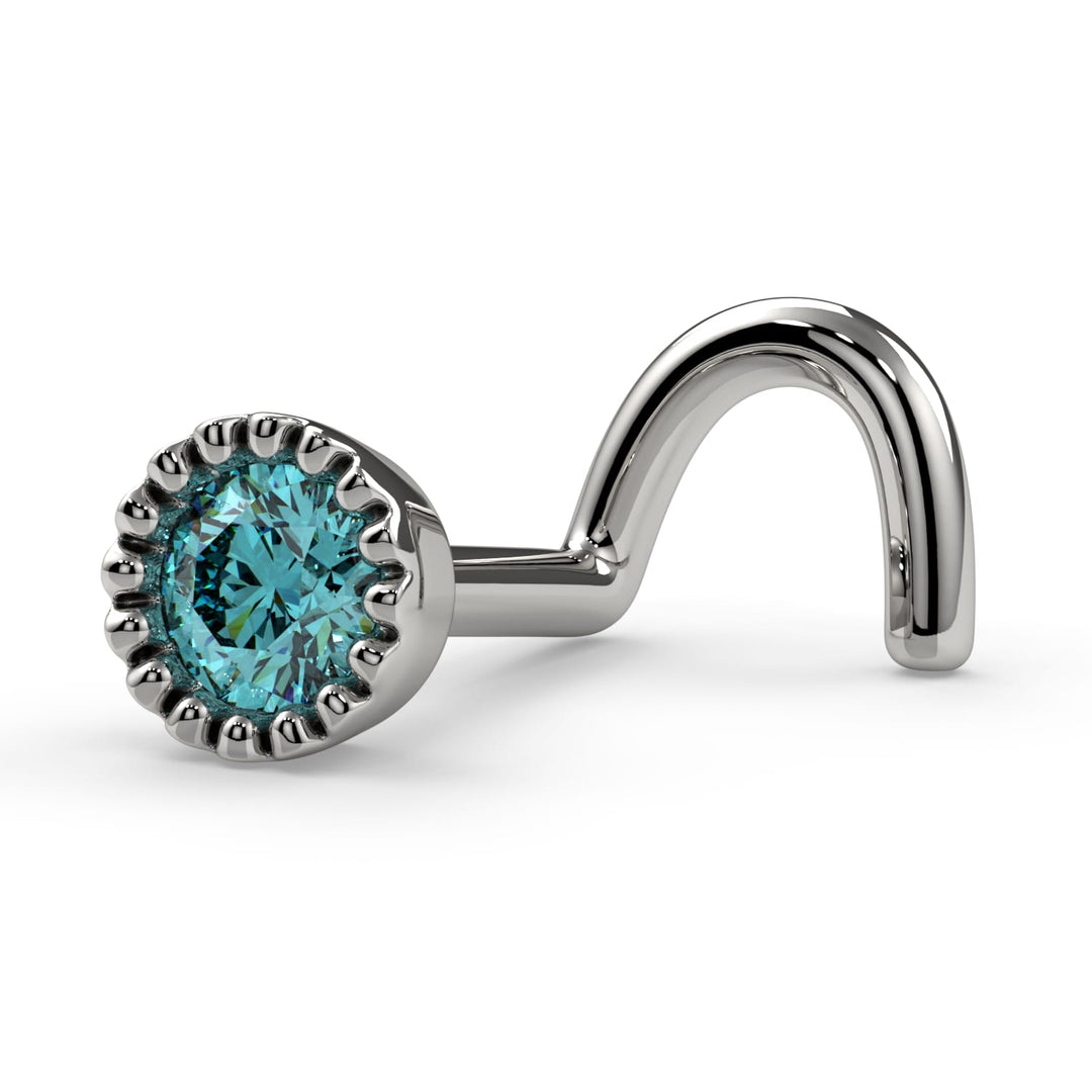 3mm Aqua Diamond Perlage Nose Ring