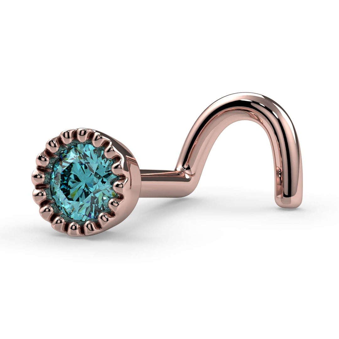 3mm Aqua Diamond Perlage Nose Ring