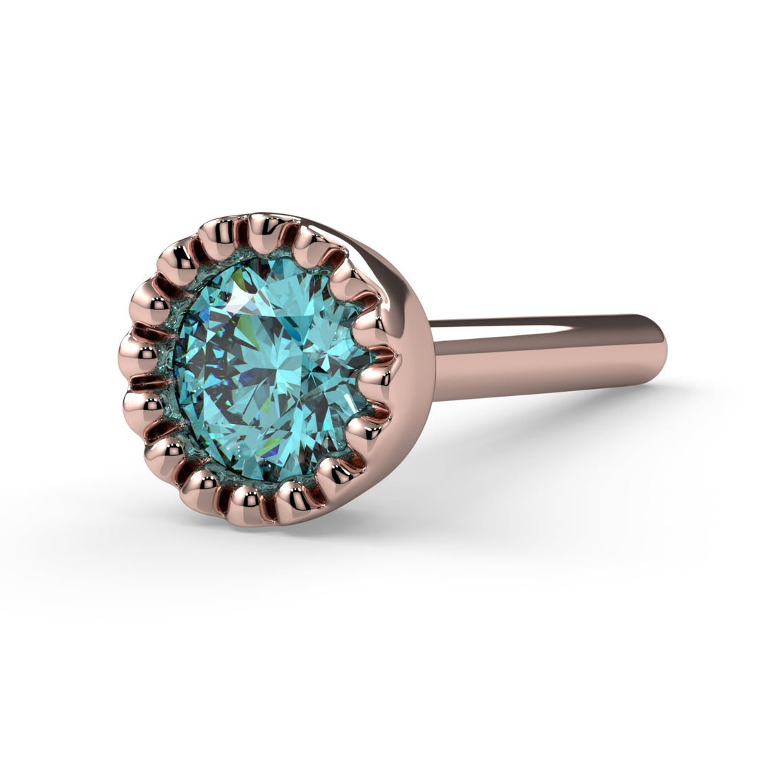 3mm Aqua Diamond Perlage Nose Ring