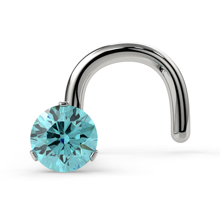 2mm Lumina 3-Prong Aqua Diamond Nose Ring