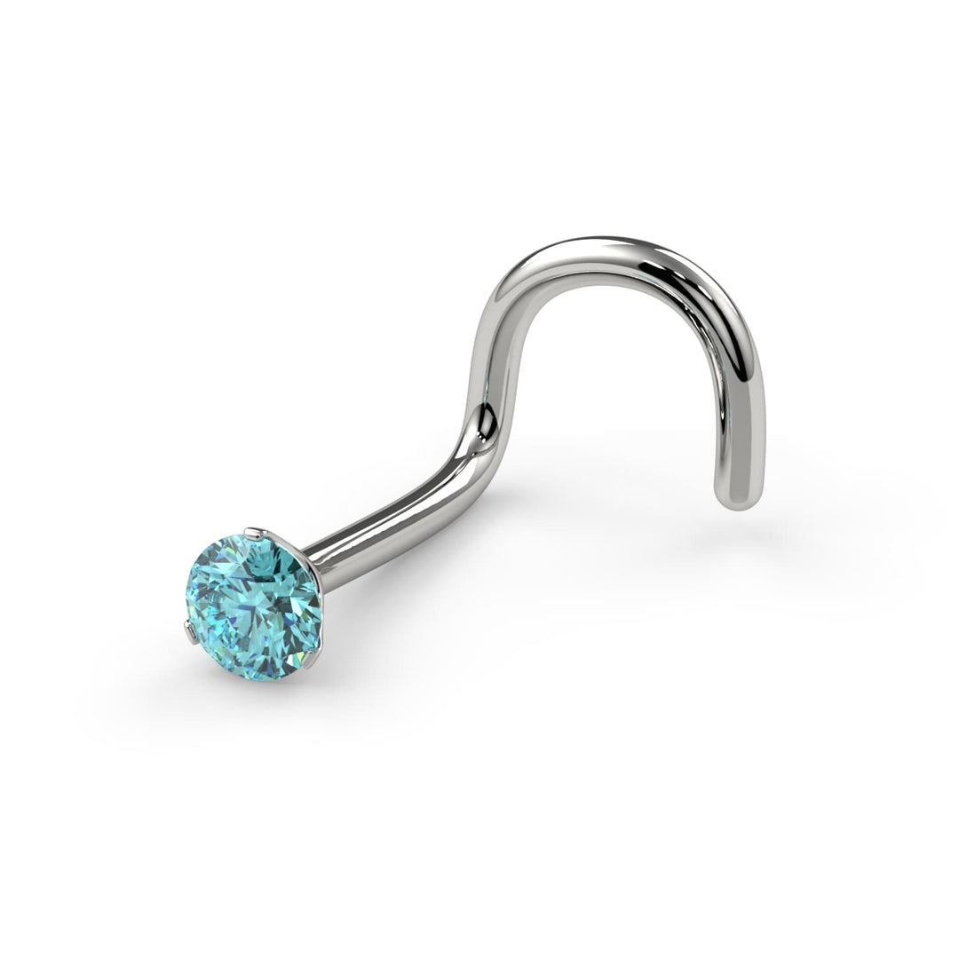 2mm Lumina 3-Prong Aqua Diamond Nose Ring