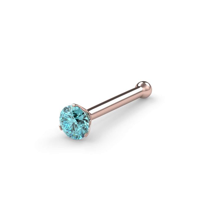 2mm Lumina 3-Prong Aqua Diamond Nose Ring