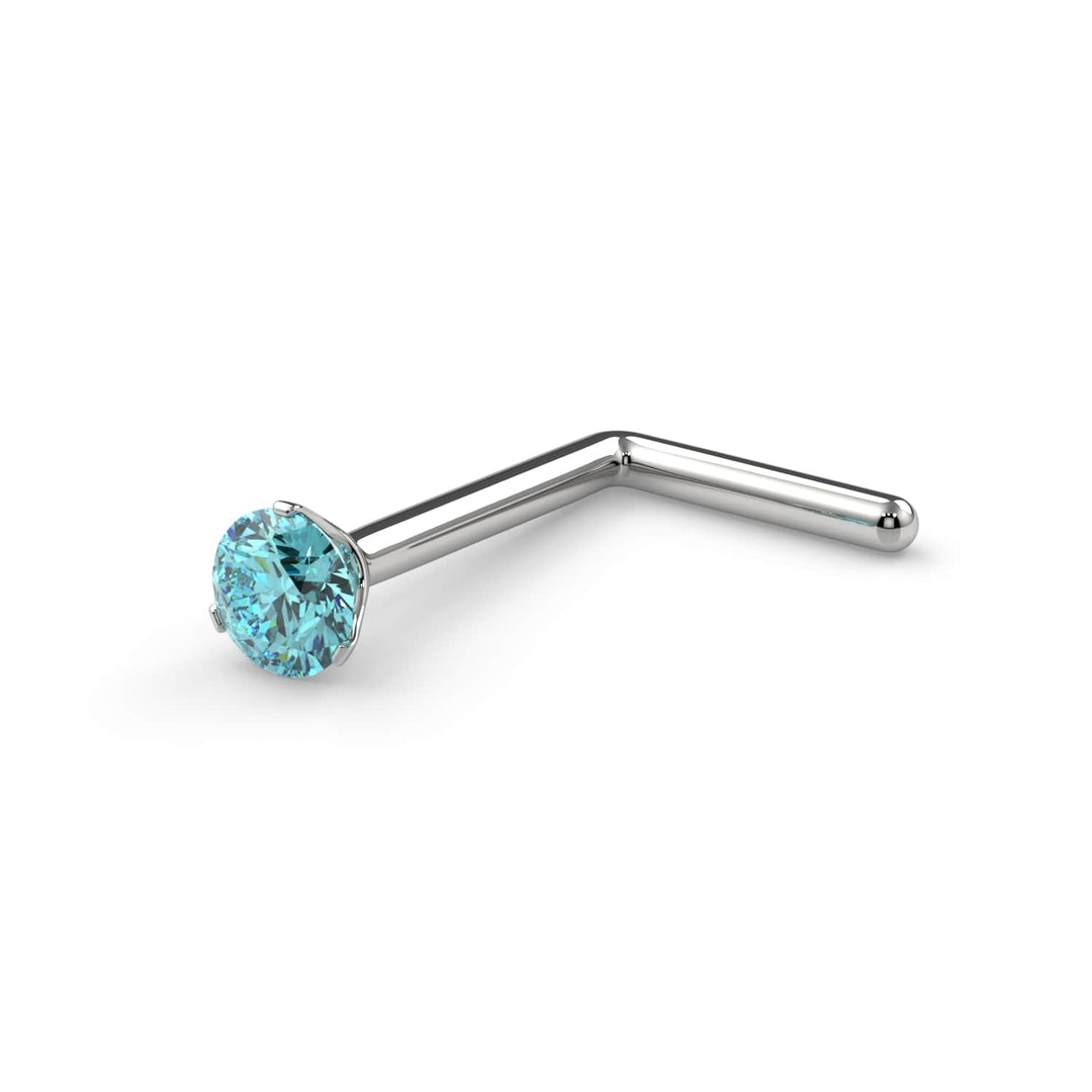 2mm Lumina 3-Prong Aqua Diamond Nose Ring