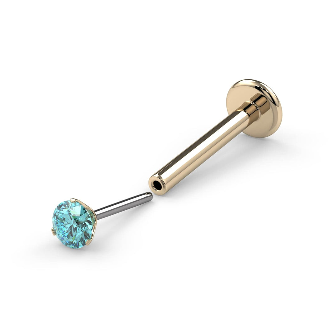 2mm Lumina 3-Prong Aqua Diamond Nose Ring