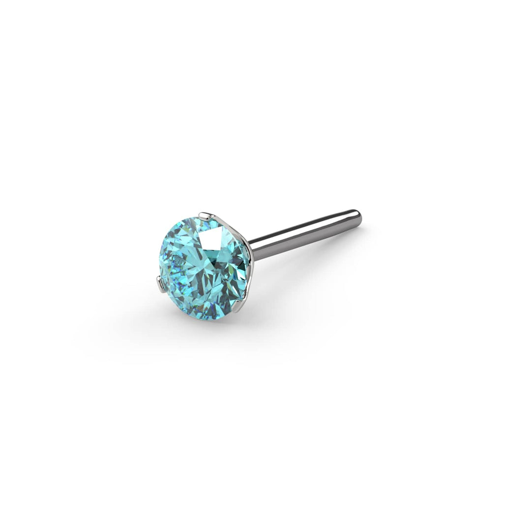 2mm Aqua Diamond Lumina 3-Prong Flat Back Stud