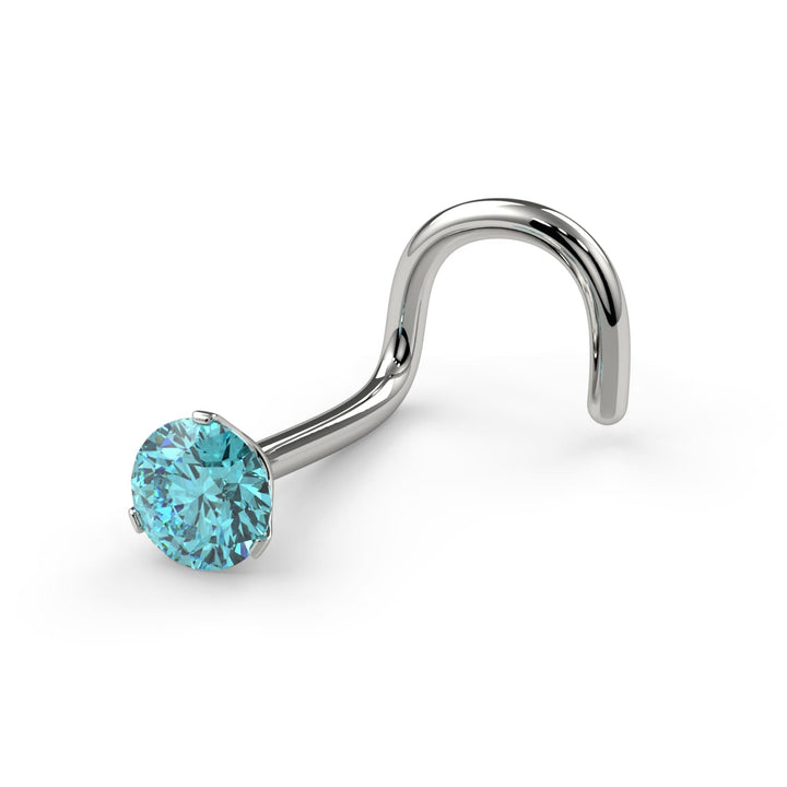 2.5mm Lumina 3-Prong Aqua Diamond Nose Ring