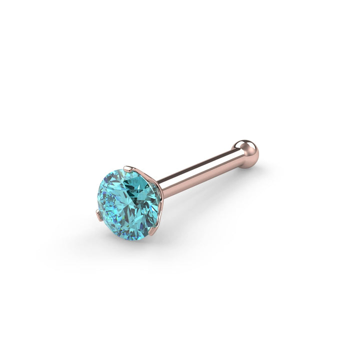 2.5mm Lumina 3-Prong Aqua Diamond Nose Ring