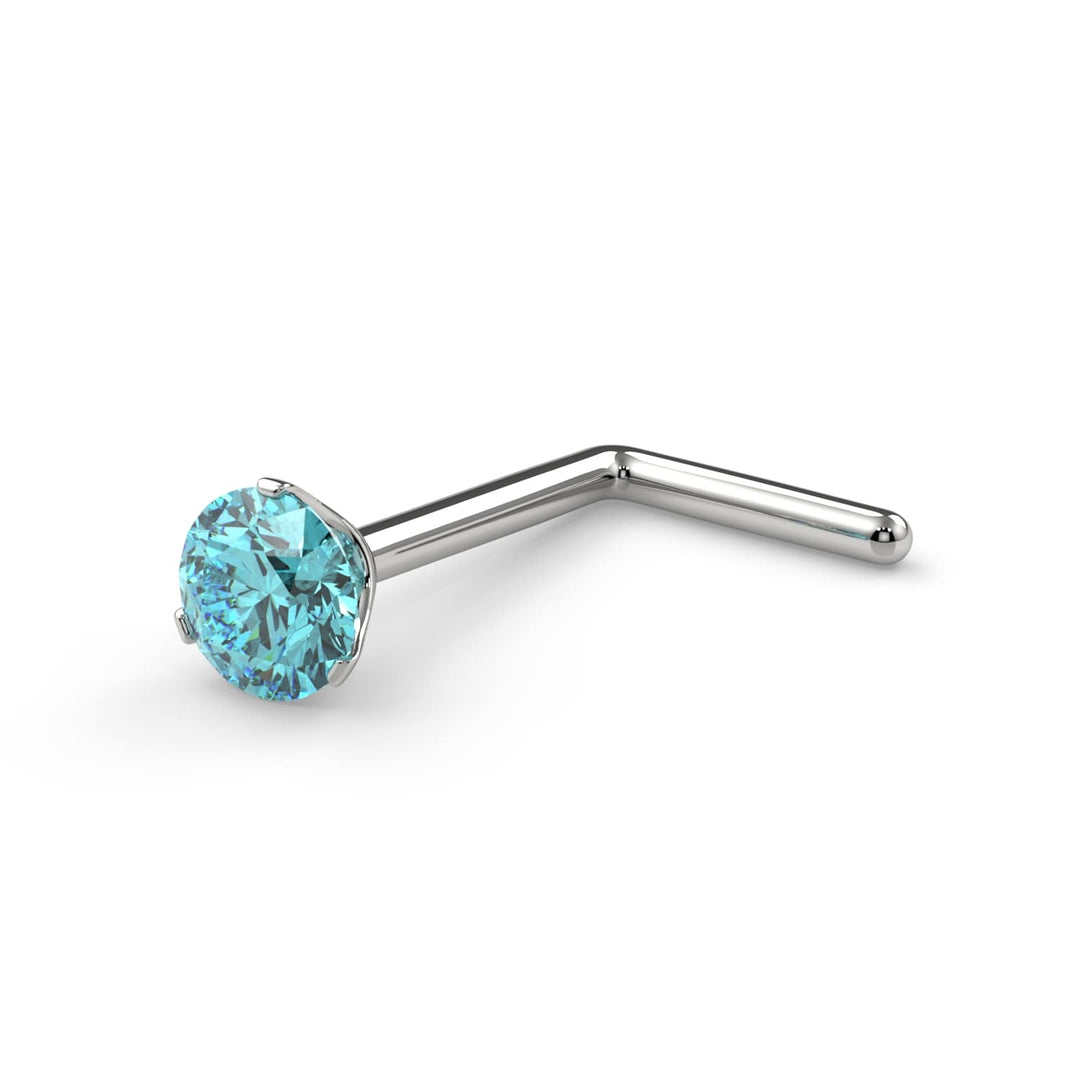 2.5mm Lumina 3-Prong Aqua Diamond Nose Ring