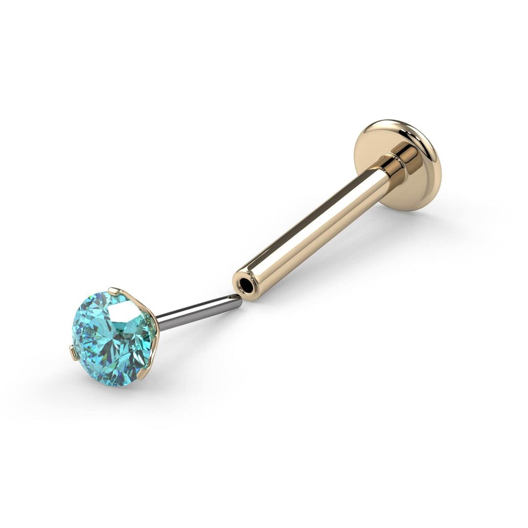 2.5mm Lumina 3-Prong Aqua Diamond Nose Ring