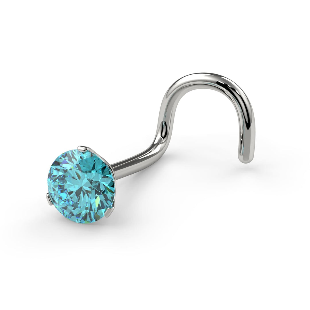 3mm Lumina 3-Prong Aqua Diamond Nose Ring