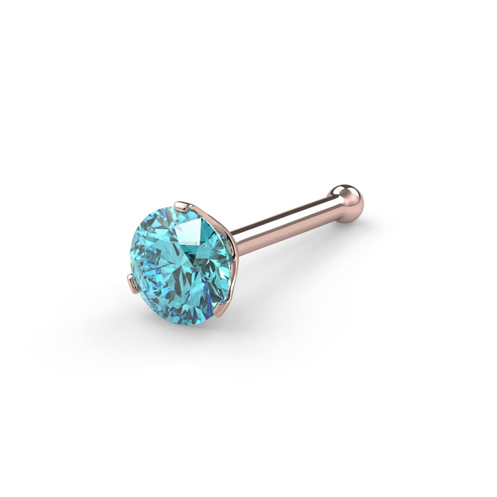 3mm Lumina 3-Prong Aqua Diamond Nose Ring