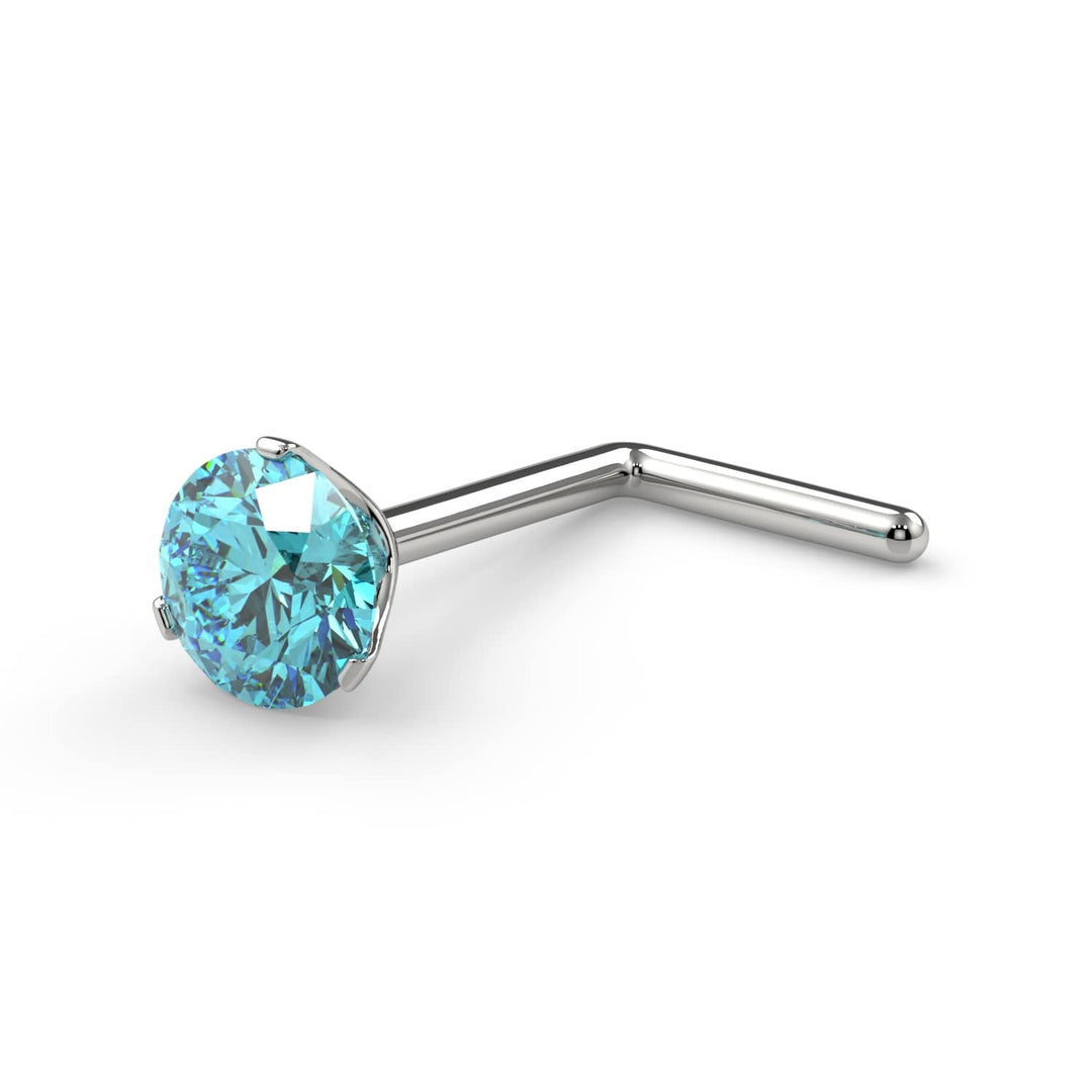 3mm Lumina 3-Prong Aqua Diamond Nose Ring