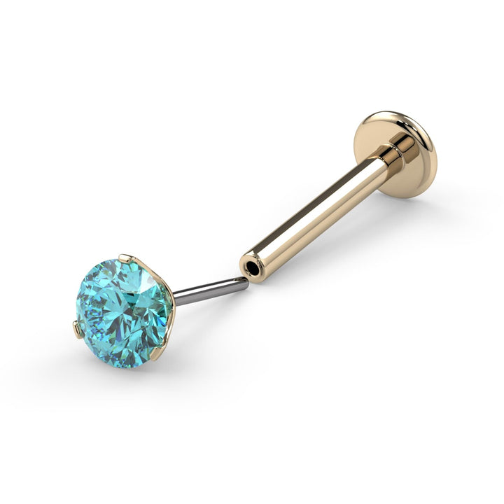 3mm Lumina 3-Prong Aqua Diamond Nose Ring