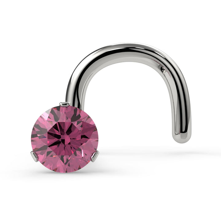 2mm Lumina 3-Prong Pink Diamond Nose Ring