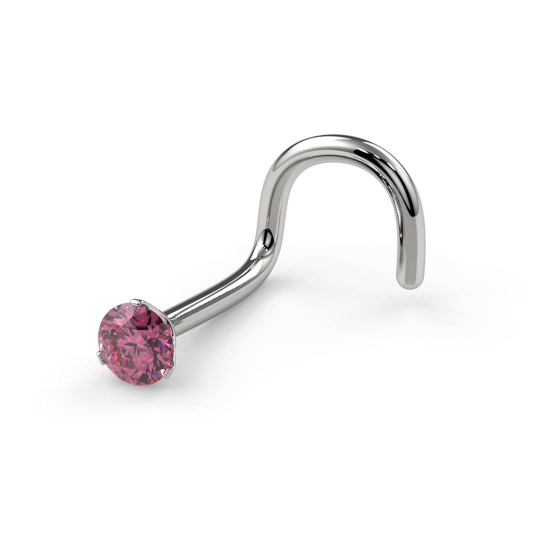 2mm Lumina 3-Prong Pink Diamond Nose Ring