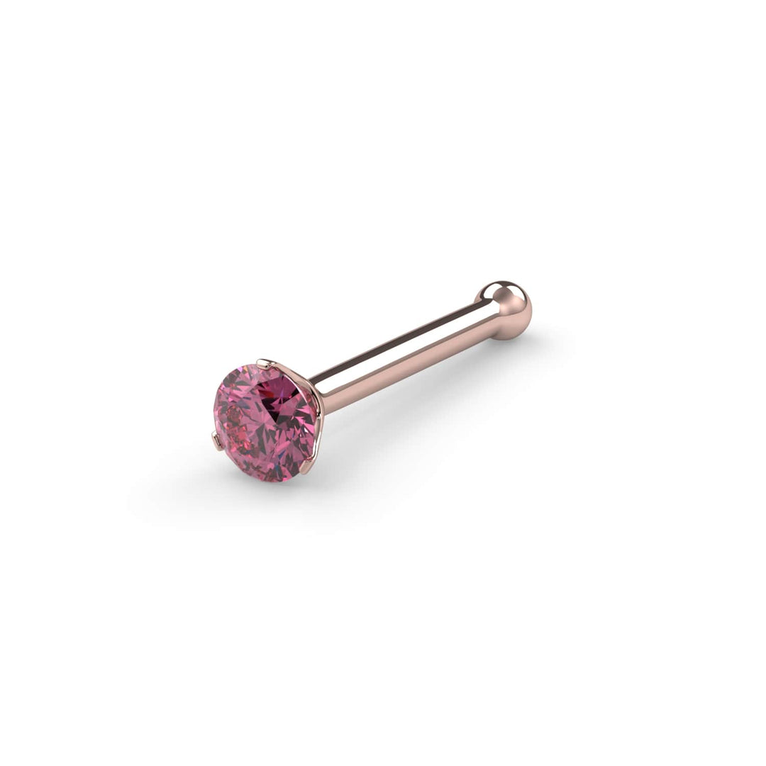 2mm Lumina 3-Prong Pink Diamond Nose Ring