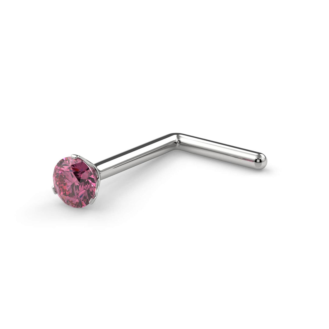 2mm Lumina 3-Prong Pink Diamond Nose Ring