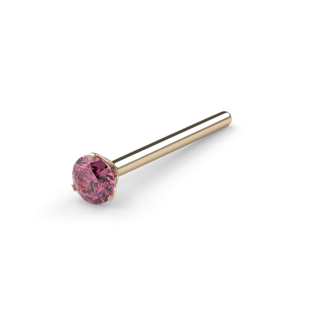 2mm Lumina 3-Prong Pink Diamond Nose Ring