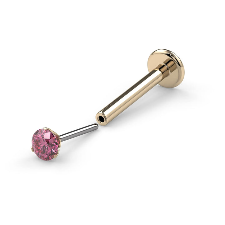 2mm Lumina 3-Prong Pink Diamond Nose Ring