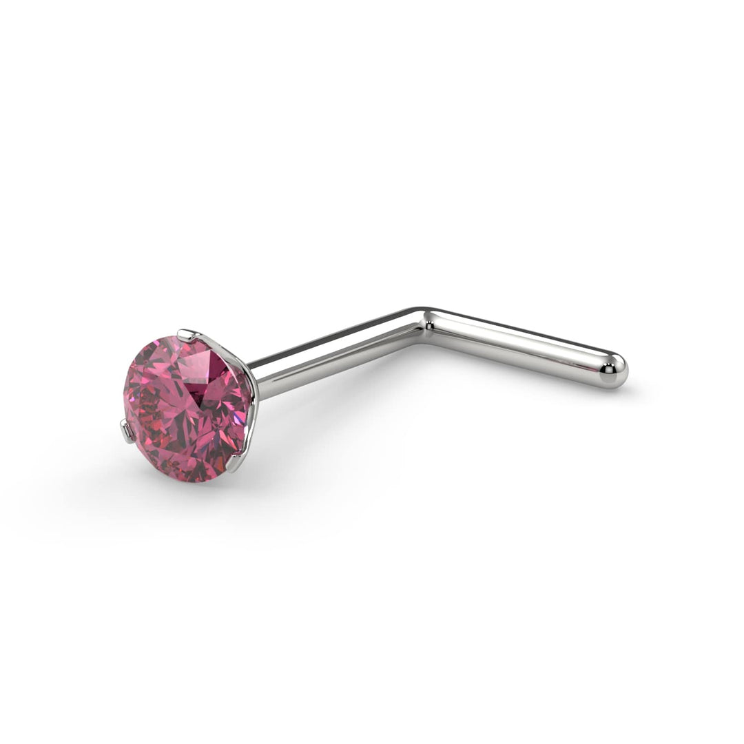 2.5mm Lumina 3-Prong Pink Diamond Nose Ring