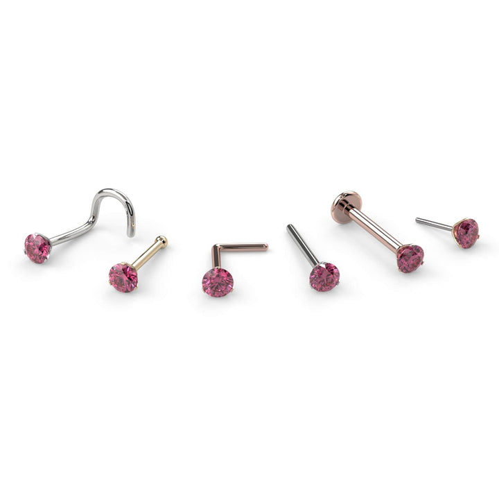 2.5mm Lumina 3-Prong Pink Diamond Nose Ring