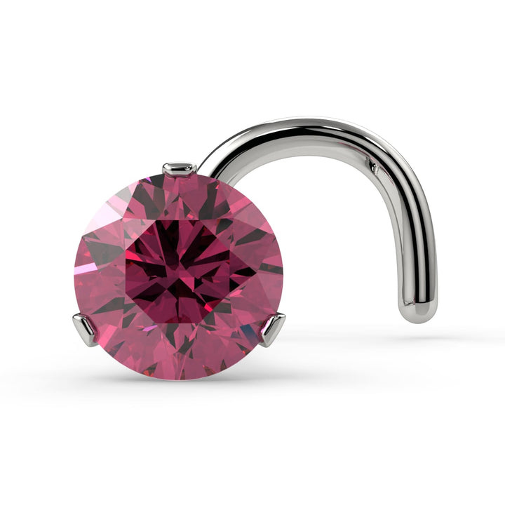 3mm Lumina 3-Prong Pink Diamond Nose Ring