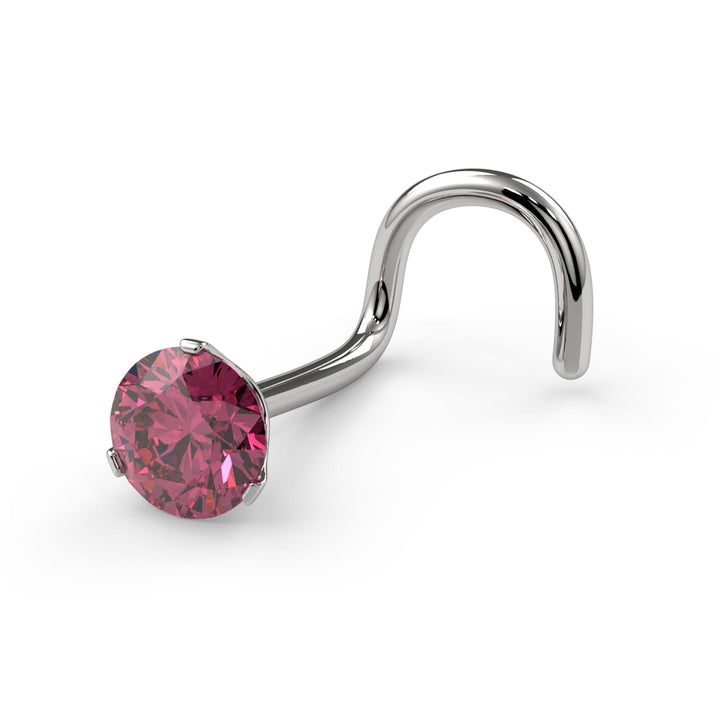 3mm Lumina 3-Prong Pink Diamond Nose Ring