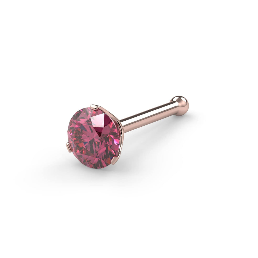 3mm Lumina 3-Prong Pink Diamond Nose Ring