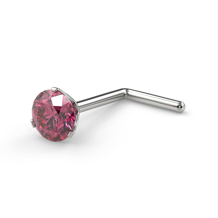 3mm Lumina 3-Prong Pink Diamond Nose Ring