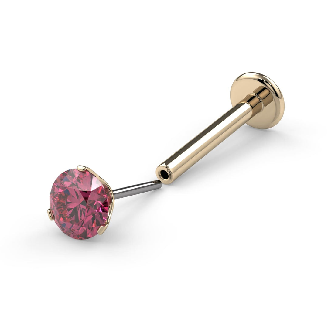 3mm Lumina 3-Prong Pink Diamond Nose Ring