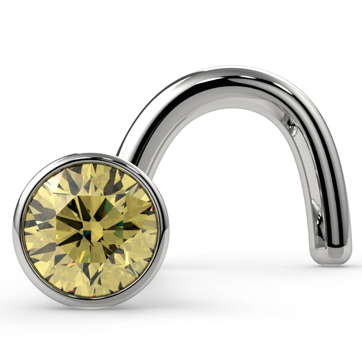 2mm Yellow Diamond Bezel Nose Ring Stud