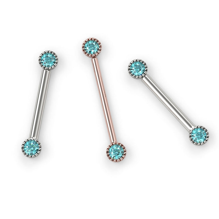 Aqua Diamond Perlagé Straight Barbell