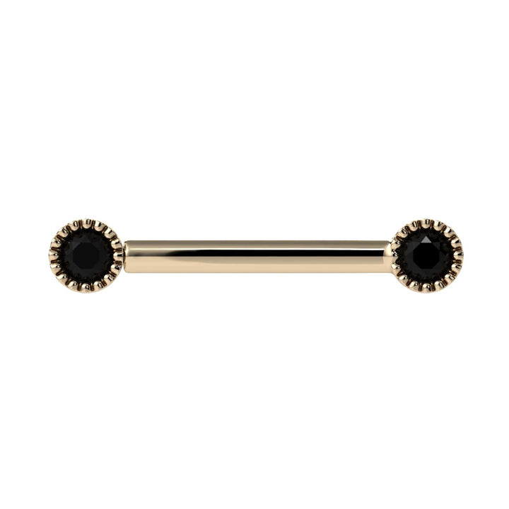 Black Diamond Perlagé 14K Gold Straight Barbell