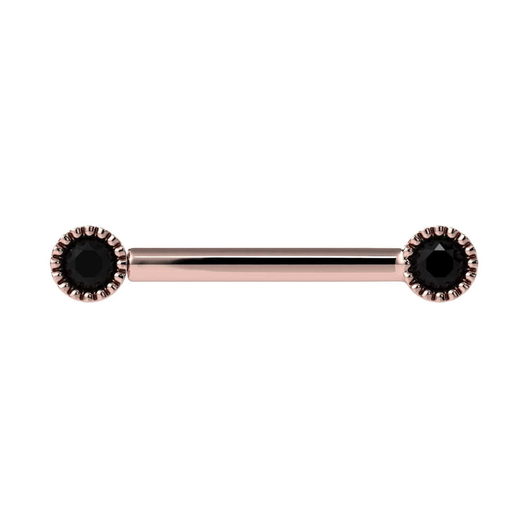 Black Diamond Perlagé 14K Gold Straight Barbell