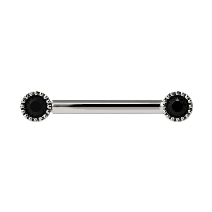 Black Diamond Perlagé 14K Gold Straight Barbell