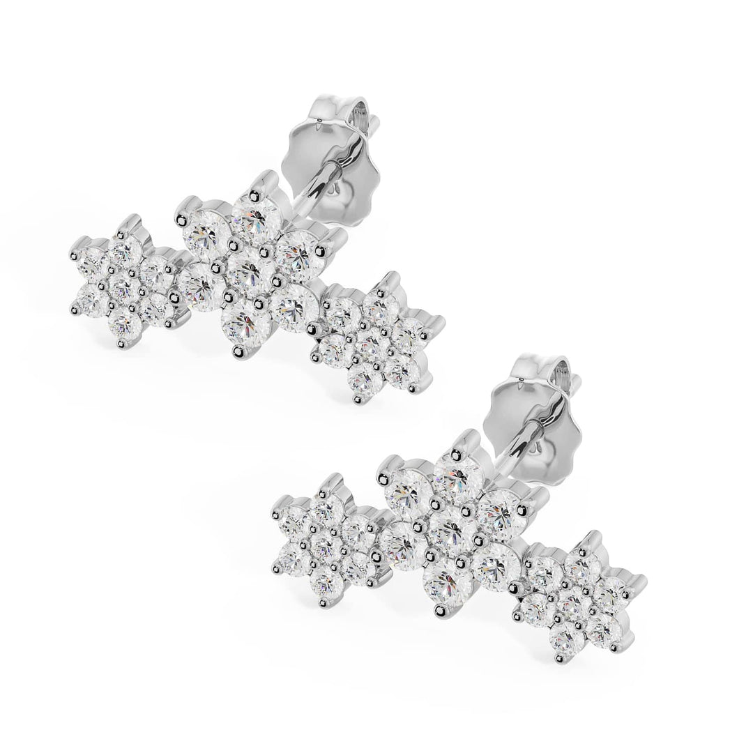 Triple Flower Lobe Earring