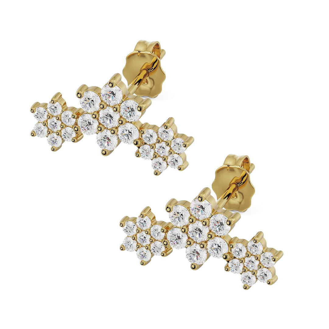 Triple Flower Lobe Earring